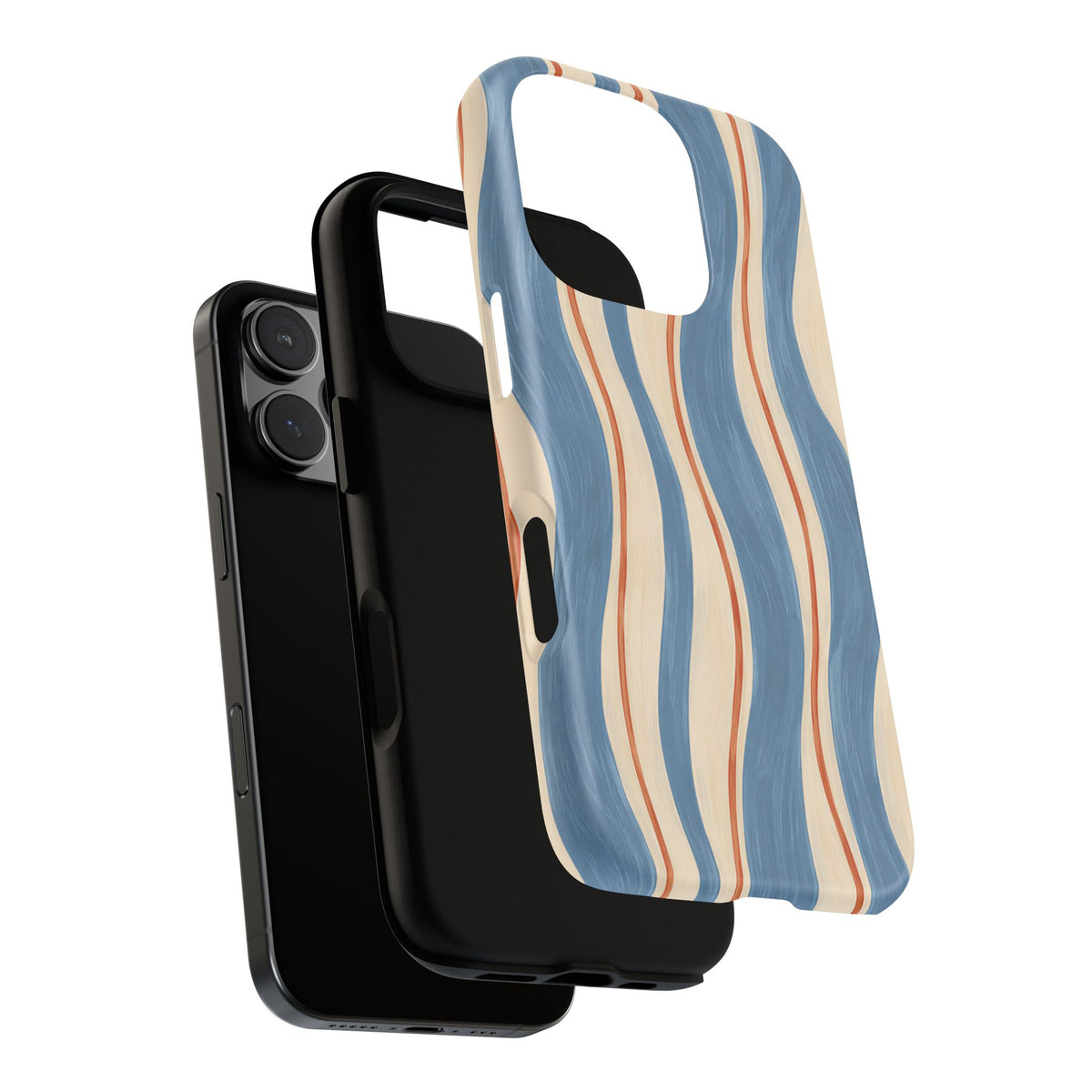Blue Wavy Stripe iPhone Tough Case | Riviera Ribbons