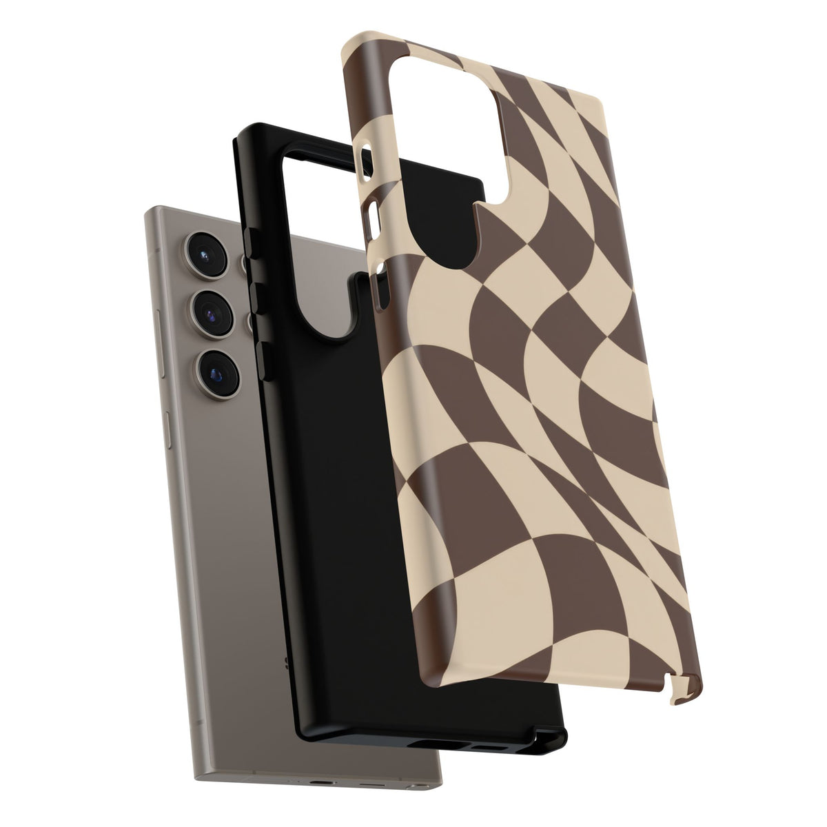 Espresso Wave Samsung Galaxy Tough Case | brown checkerboard