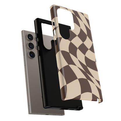 Espresso Wave Samsung Galaxy Tough Case | brown checkerboard