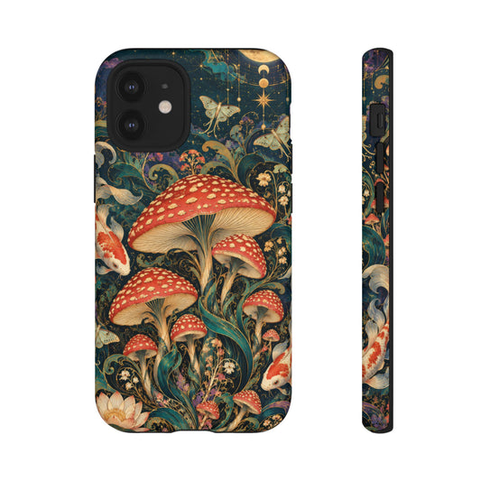 Cosmic Amanita iPhone Tough Case | Art Nouveau Mushroom