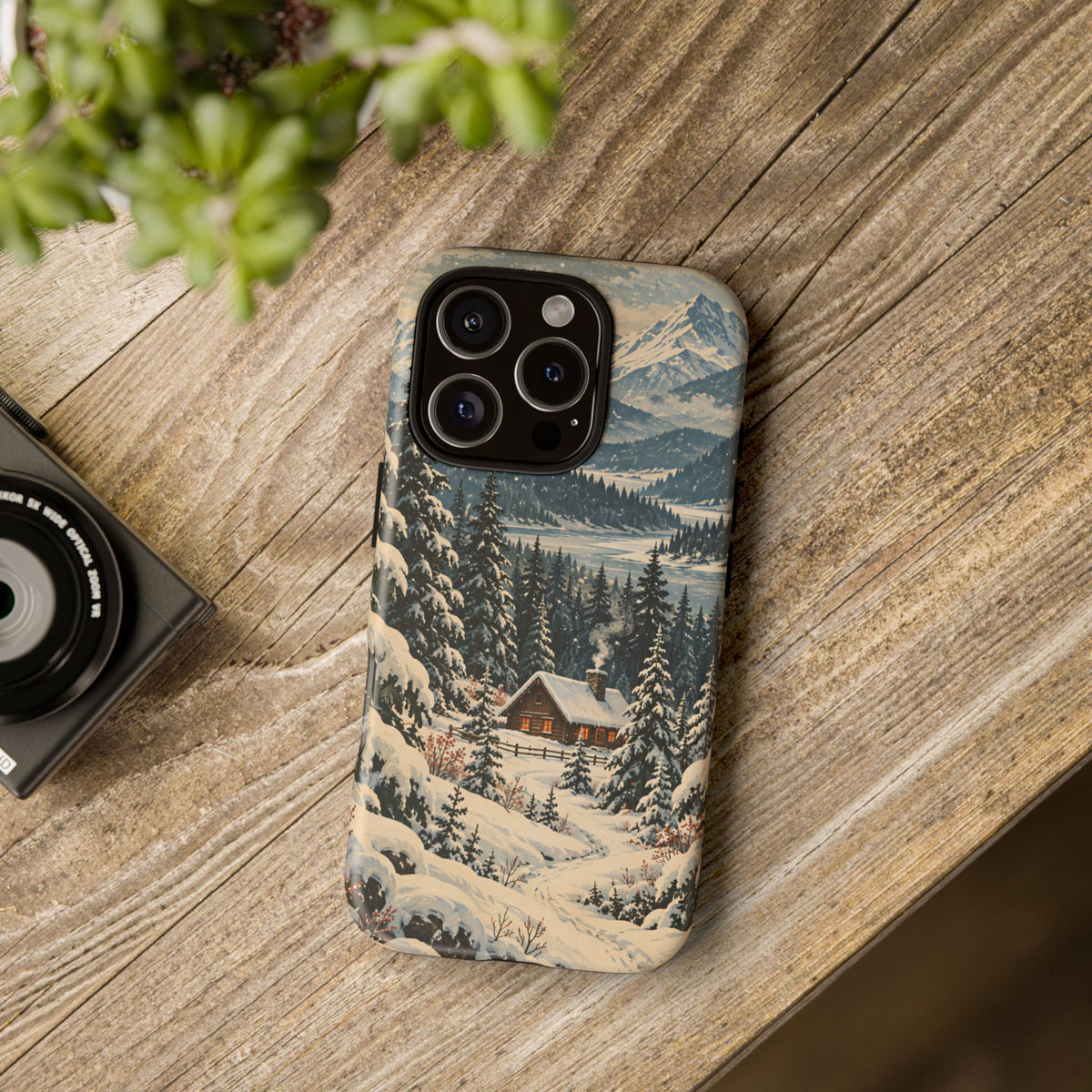 Vintage Winter Cabin Tough Phone Case