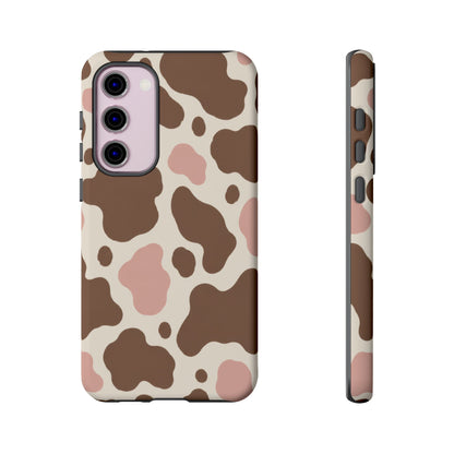 Mocha Blush Samsung Galaxy Tough Case | Brown & Pink Cow Print