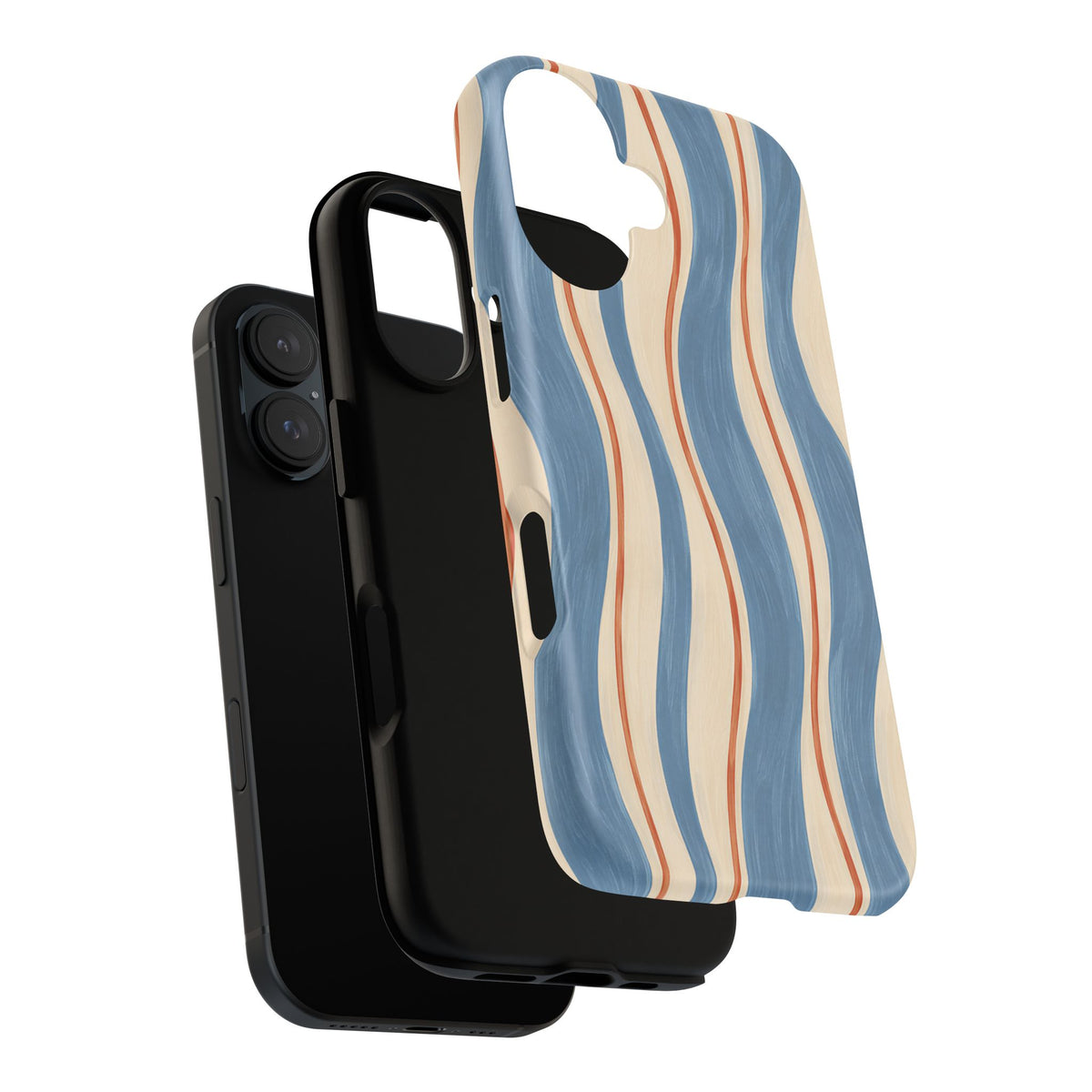 Blue Wavy Stripe iPhone Tough Case | Riviera Ribbons
