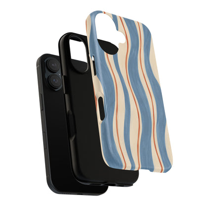 Blue Wavy Stripe iPhone Tough Case | Riviera Ribbons