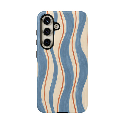 Blue Wavy Stripe Samsung Galaxy Tough Case | Riviera Ribbons