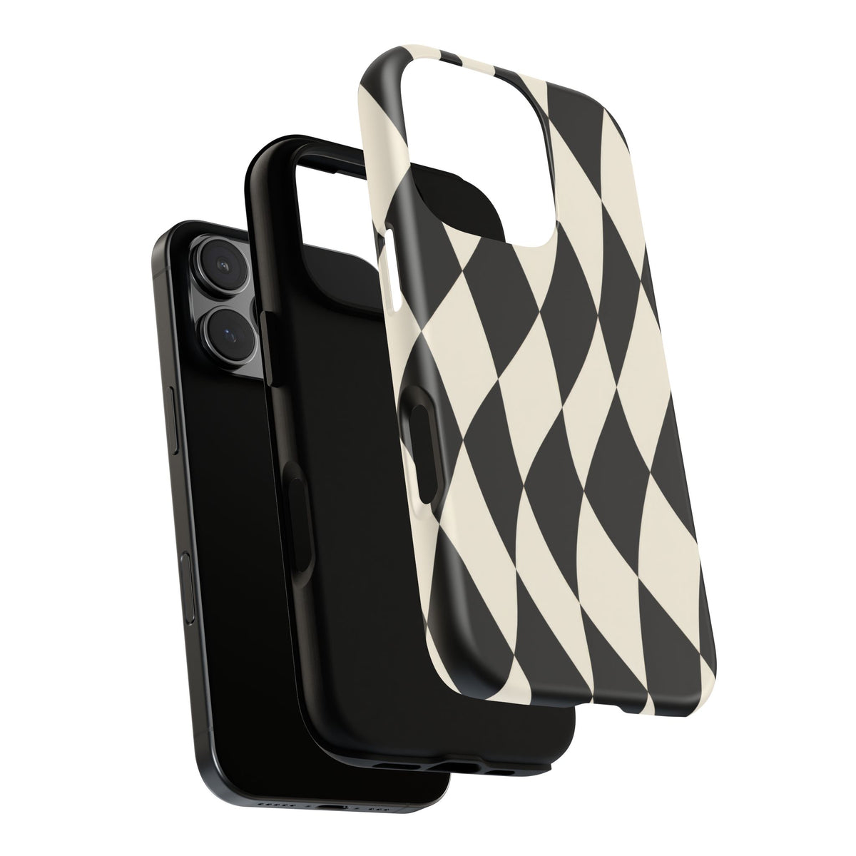 Harlequin Sway iPhone Tough Case | Black & White Harlequin