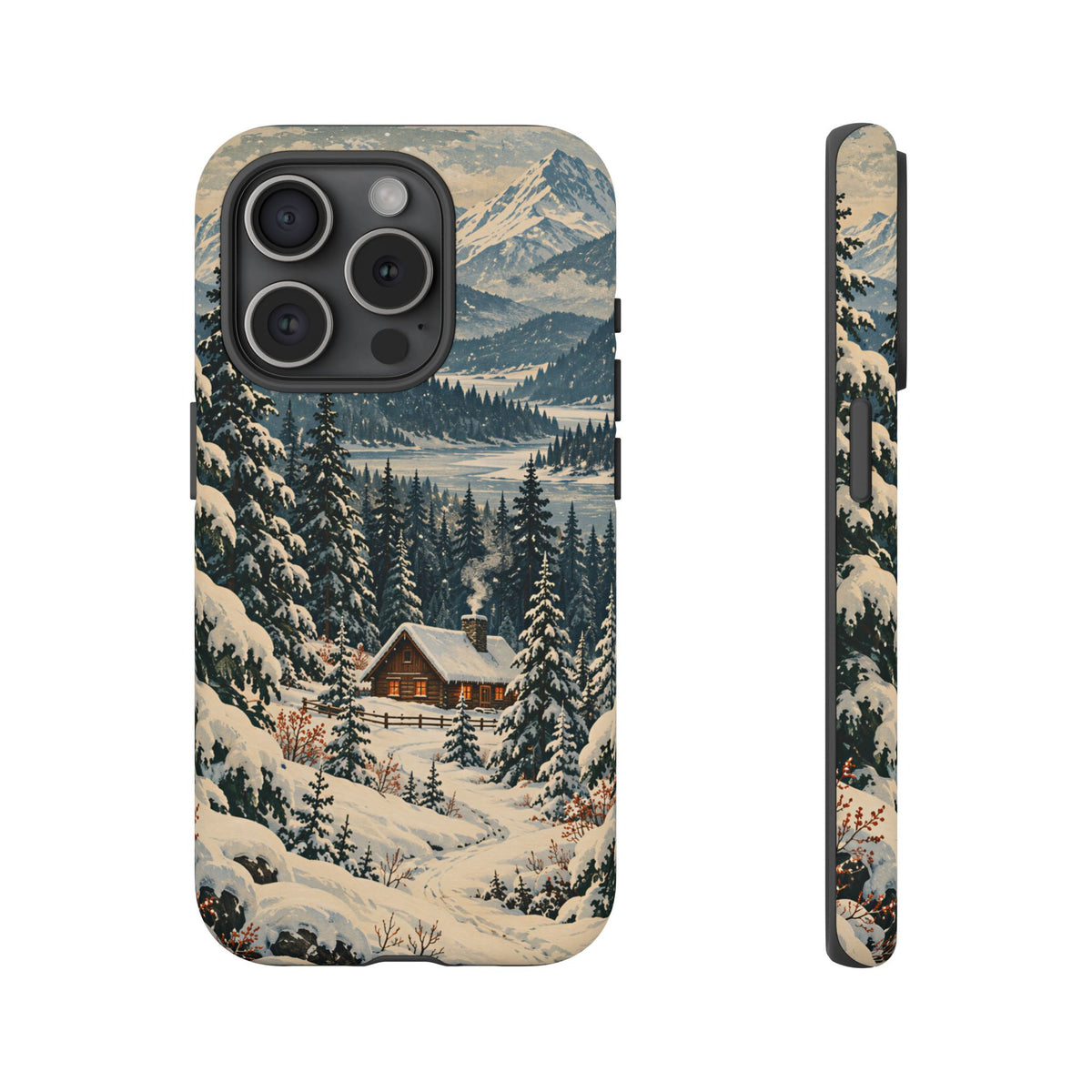 Vintage Winter Cabin Tough Phone Case