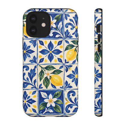 Blue Lemon Tile iPhone Tough Case | Azulejo Orchard