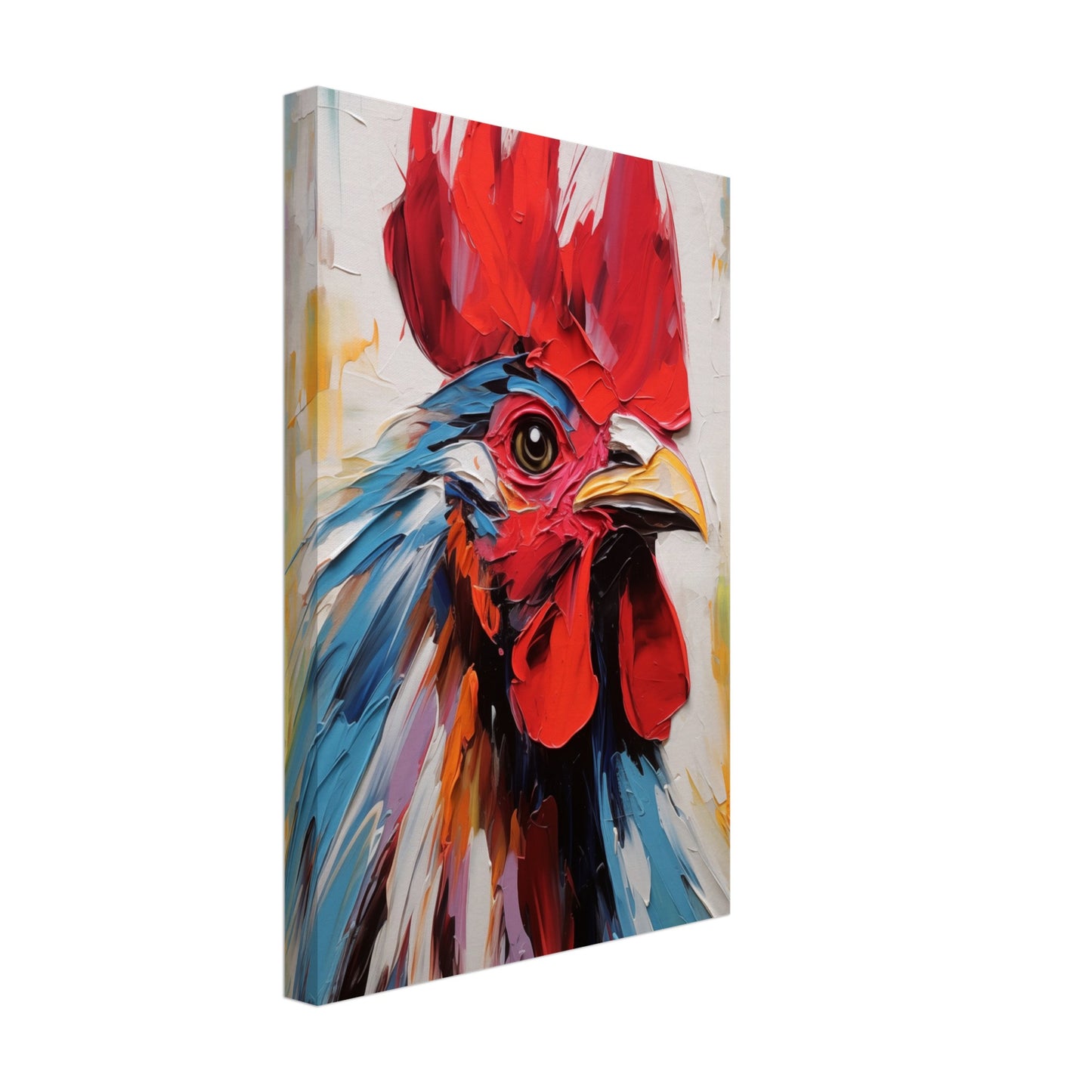 Canvas Wall Art - Rooster Oil Painting - Vibrant Vigilance