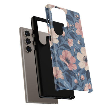 Dusk Blossom Samsung Galaxy Tough Case | Pink & Ivory Floral on Blue