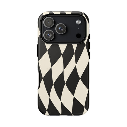 Harlequin Sway iPhone Tough Case | Black & White Harlequin