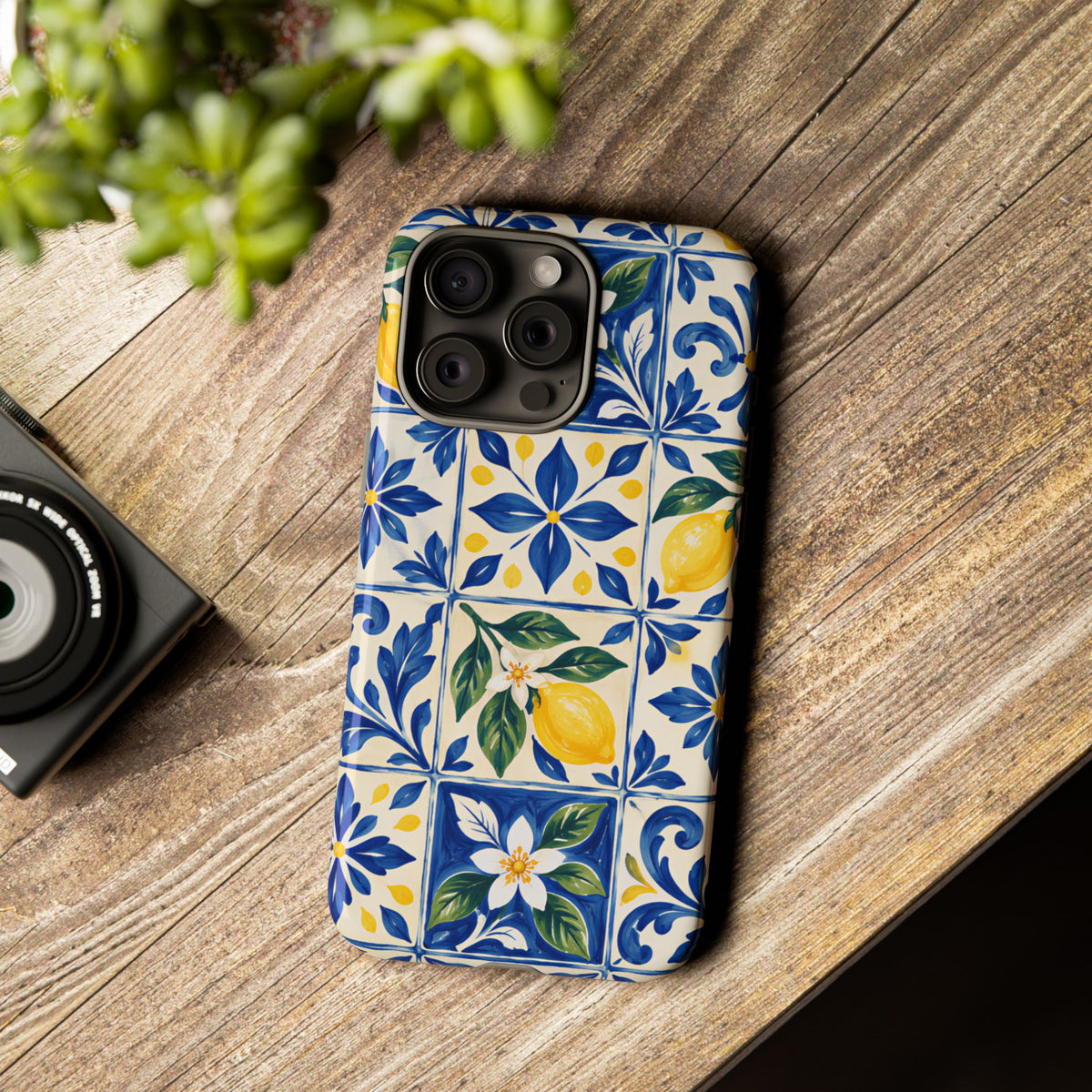 Blue Lemon Tile iPhone Tough Case | Azulejo Orchard