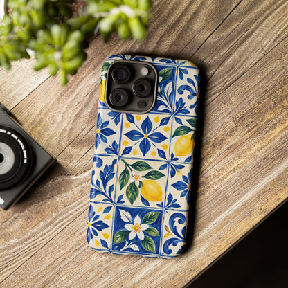 Blue Lemon Tile iPhone Tough Case | Azulejo Orchard