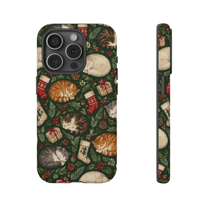 Christmas Cat Naps iPhone Tough Case | christmas cats