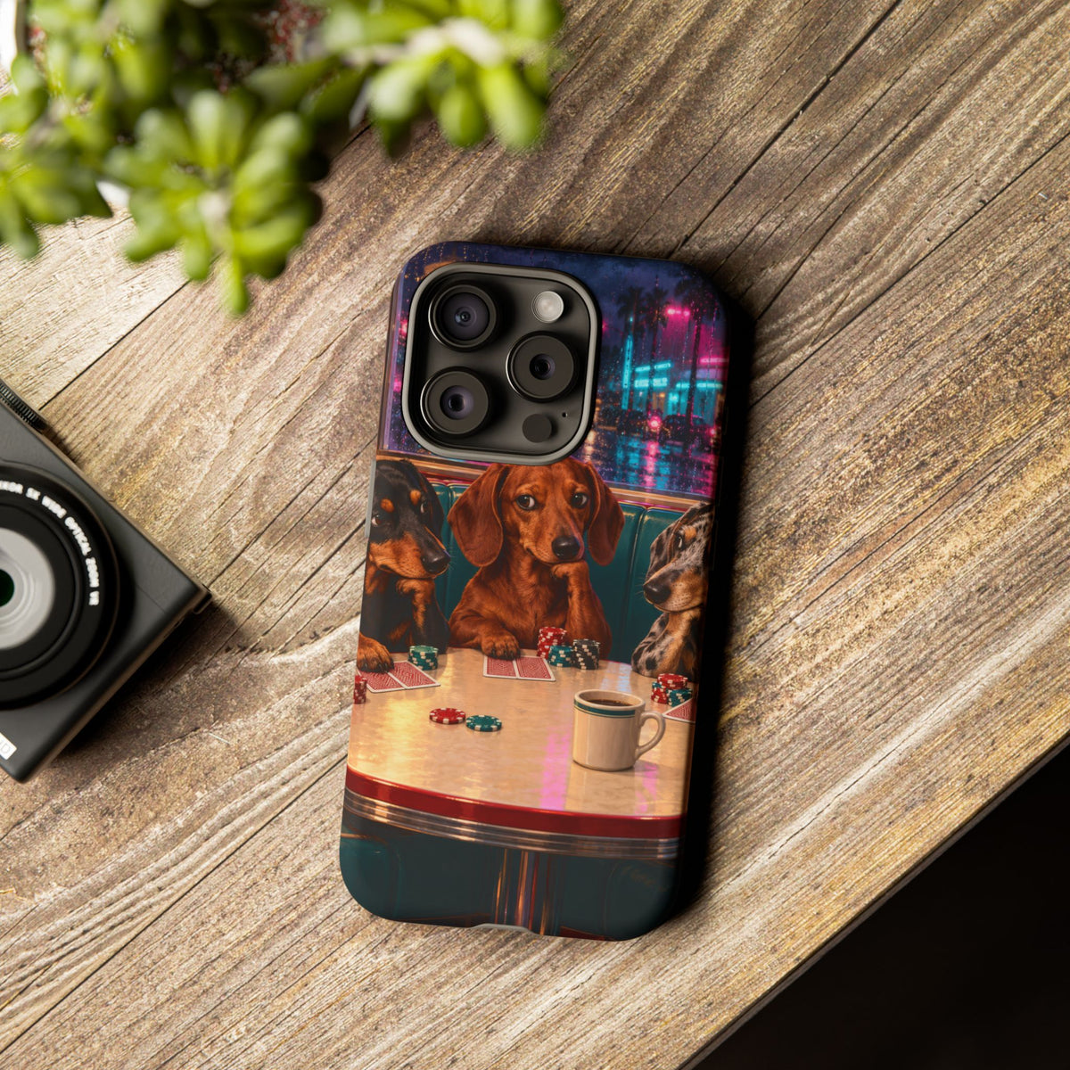 All-Night Aces iPhone Tough Case | dachshund poker