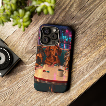 All-Night Aces iPhone Tough Case | dachshund poker