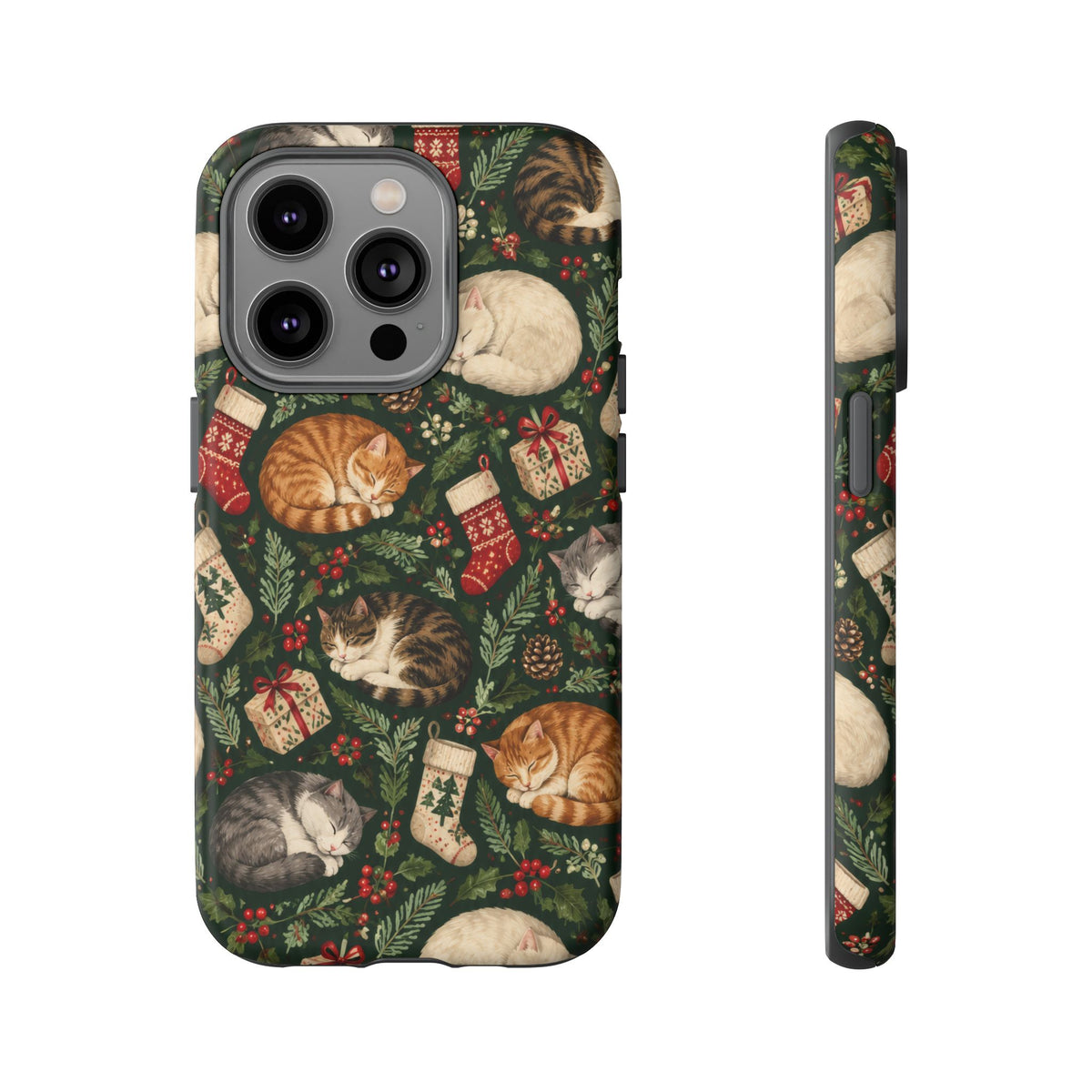 Christmas Cat Naps iPhone Tough Case | christmas cats