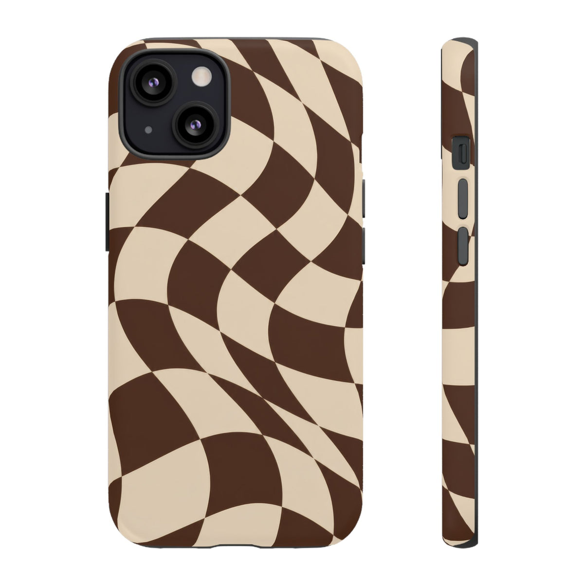 Espresso Wave iPhone Tough Case | brown checkerboard