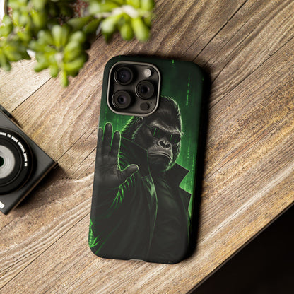 Cyberpunk Gorilla iPhone Tough Case | Neon Code Silverback