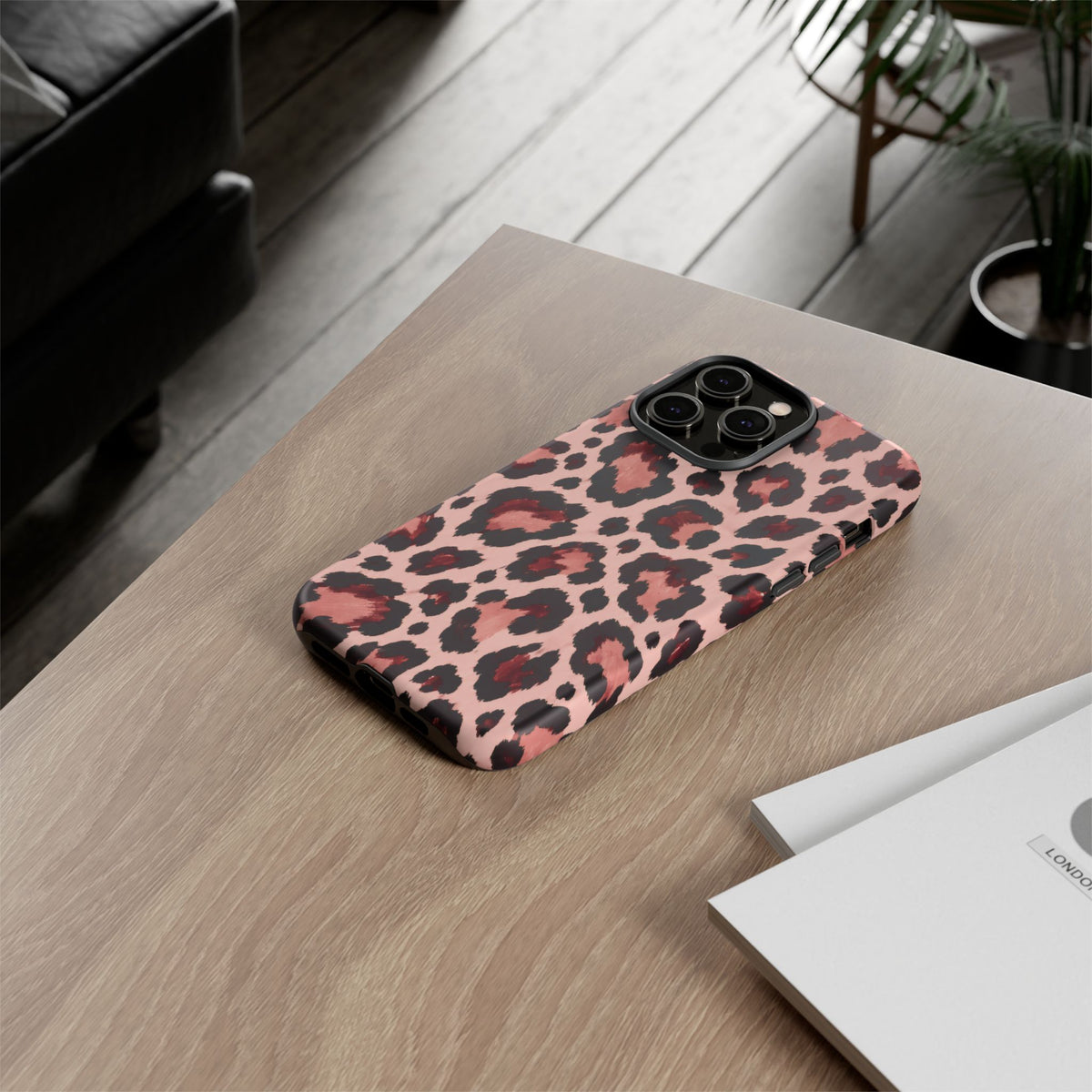 Wild Burgundy iPhone Tough Case | leopard print