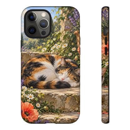 Garden Nap iPhone Tough Case | calico cat