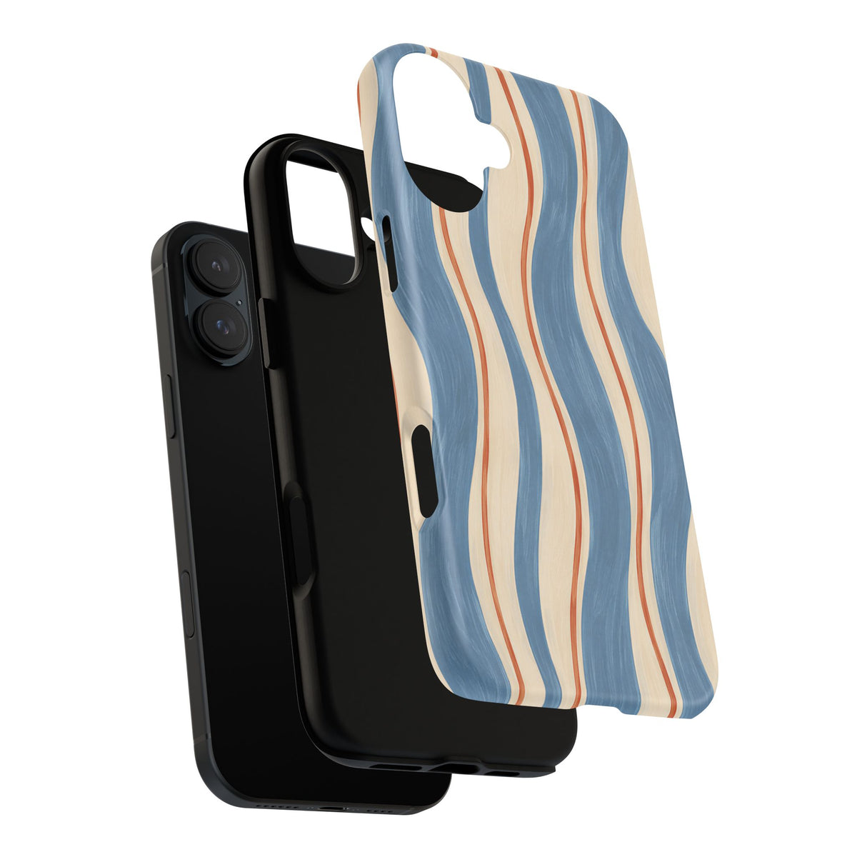 Blue Wavy Stripe iPhone Tough Case | Riviera Ribbons
