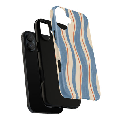 Blue Wavy Stripe iPhone Tough Case | Riviera Ribbons