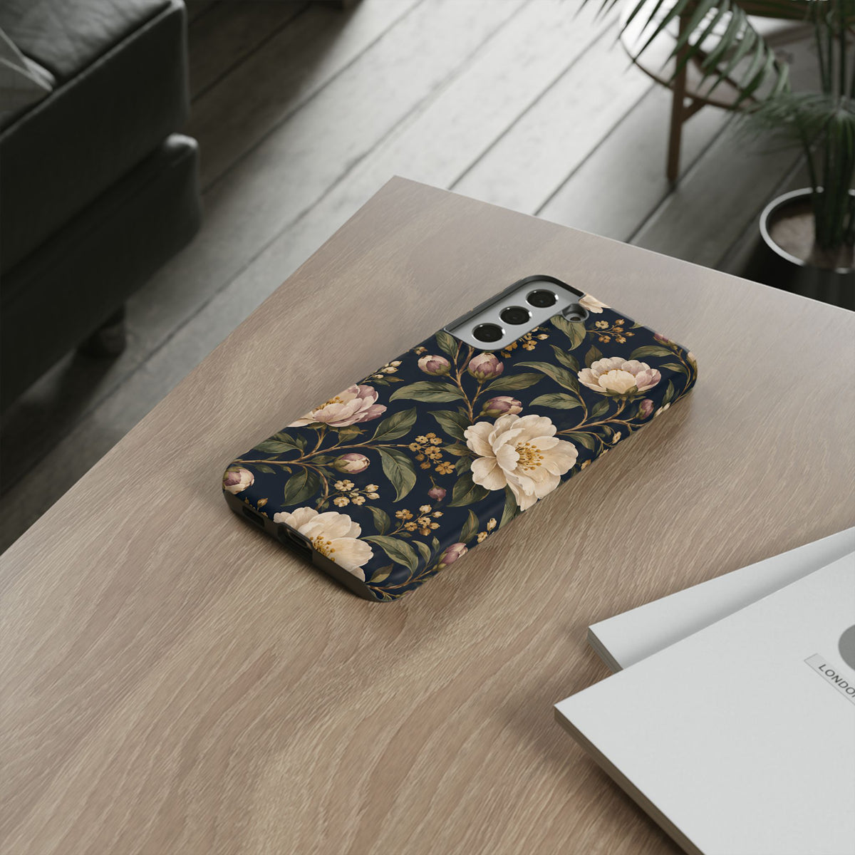 Dark Floral Samsung Galaxy Tough Case | Midnight Camellia