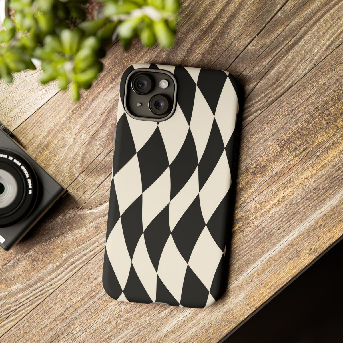 Harlequin Sway iPhone Tough Case | Black & White Harlequin