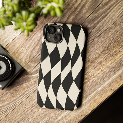 Harlequin Sway iPhone Tough Case | Black & White Harlequin