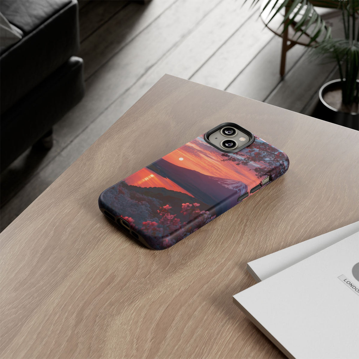 Fuji Moonlit Sakura iPhone Tough Phone Case