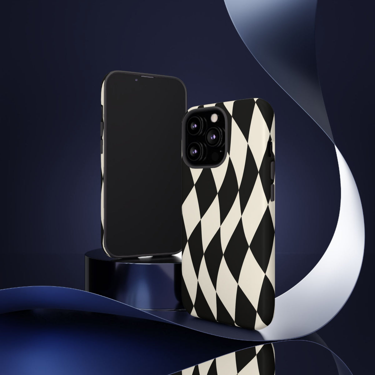 Harlequin Sway iPhone Tough Case | Black & White Harlequin