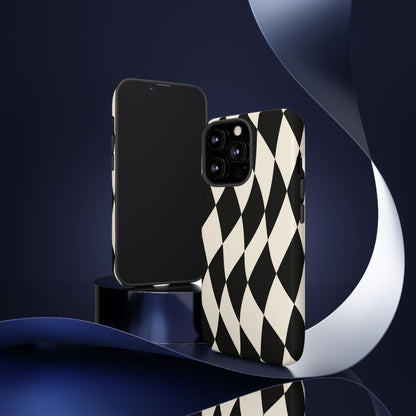 Harlequin Sway iPhone Tough Case | Black & White Harlequin
