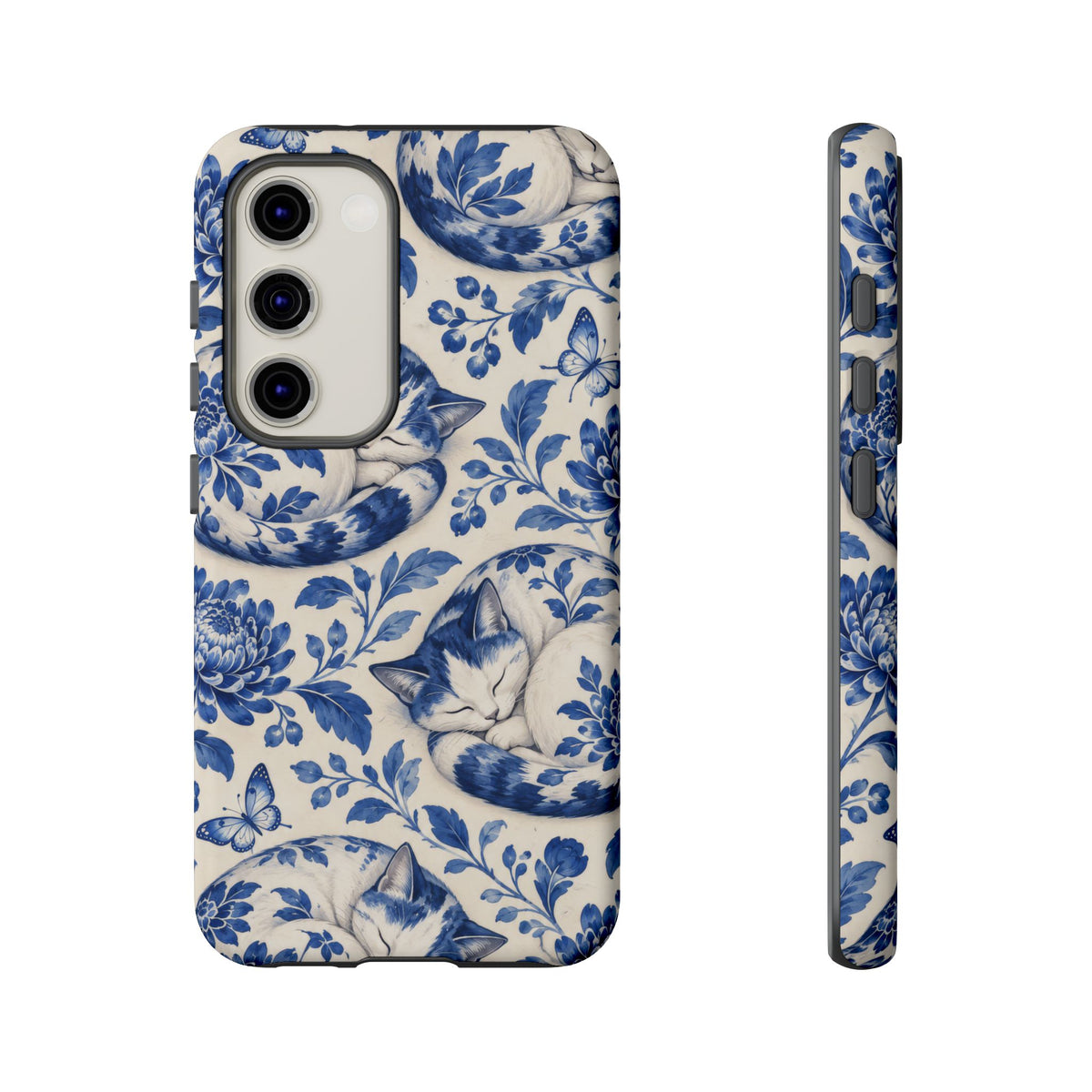 Porcelain Paws Samsung Galaxy Tough Case | blue cat pattern