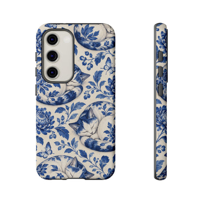 Porcelain Paws Samsung Galaxy Tough Case | blue cat pattern