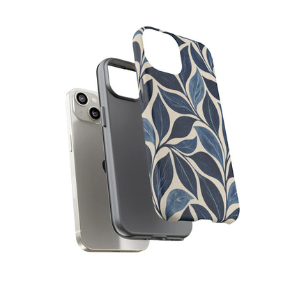 Indigo Folia iPhone Tough Case | Indigo & Ivory Leaf Pattern
