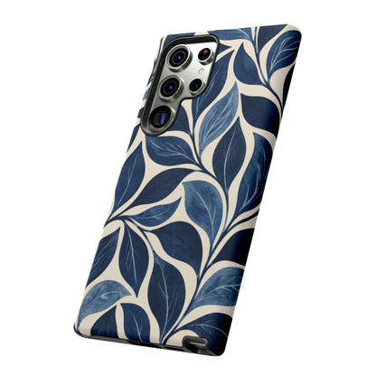 Indigo Folia Samsung Galaxy Tough Case | Indigo & Ivory Leaf Pattern