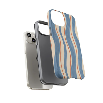Blue Wavy Stripe iPhone Tough Case | Riviera Ribbons