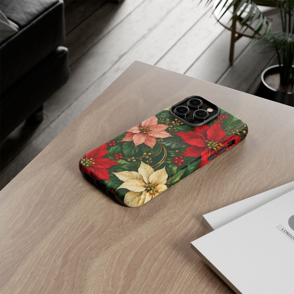 Noel in Bloom iPhone Tough Case | poinsettia