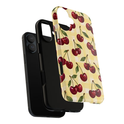 Cherry Gingham iPhone Tough Case | Cherry Picnic