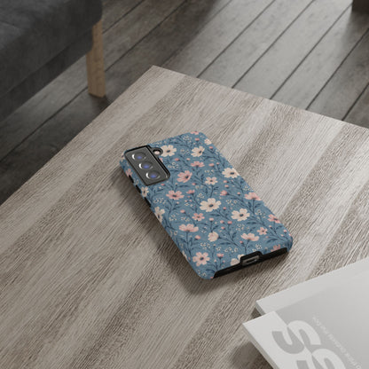 Blue Meadow Samsung Galaxy Tough Case | Pink & Ivory Floral on Blue