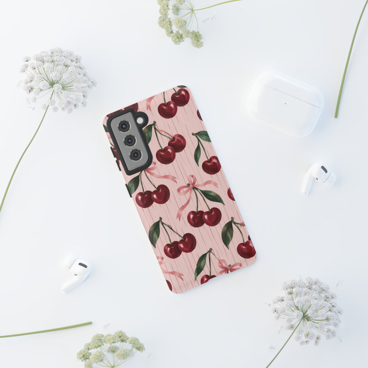 Cherry Ribbon Samsung Galaxy Tough Case | cherry print