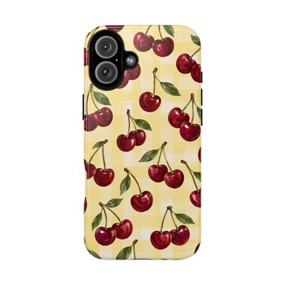 Cherry Gingham iPhone Tough Case | Cherry Picnic