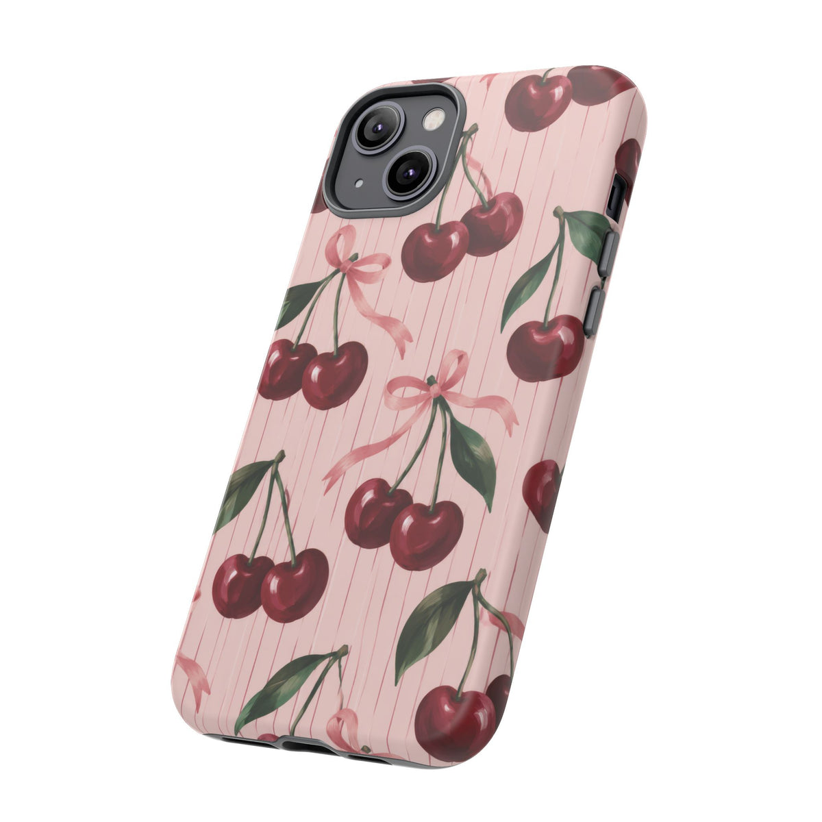 Cherry Ribbon iPhone Tough Case | cherry print