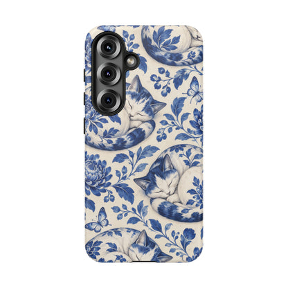 Porcelain Paws Samsung Galaxy Tough Case | blue cat pattern