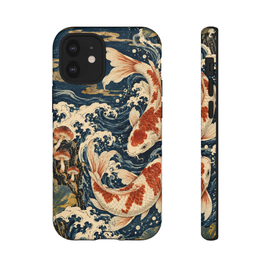 Indigo Current iPhone Tough Case | Woodblock Koi