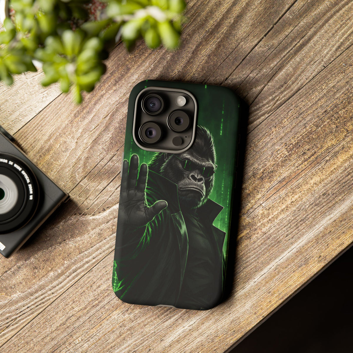 Cyberpunk Gorilla iPhone Tough Case | Neon Code Silverback