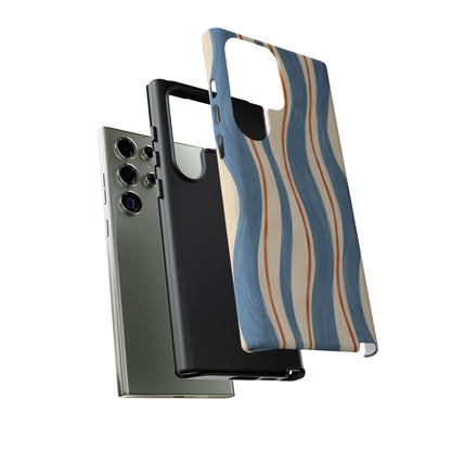 Blue Wavy Stripe Samsung Galaxy Tough Case | Riviera Ribbons