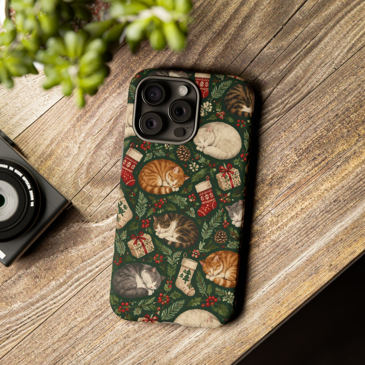Christmas Cat Naps iPhone Tough Case | christmas cats