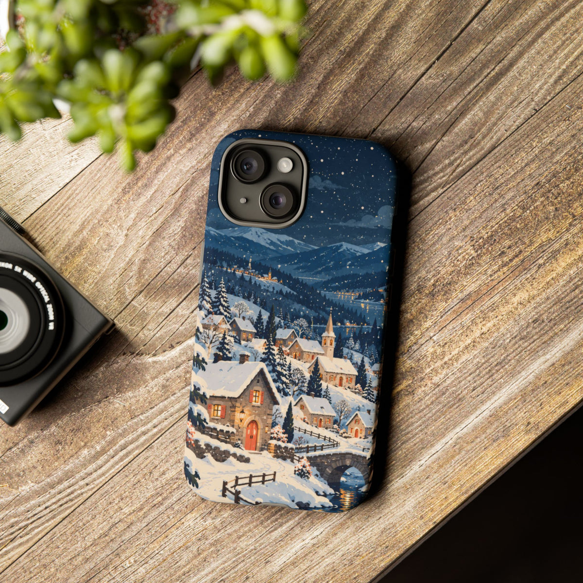 Snowfall on Juniper Lane iPhone Tough Case | christmas village